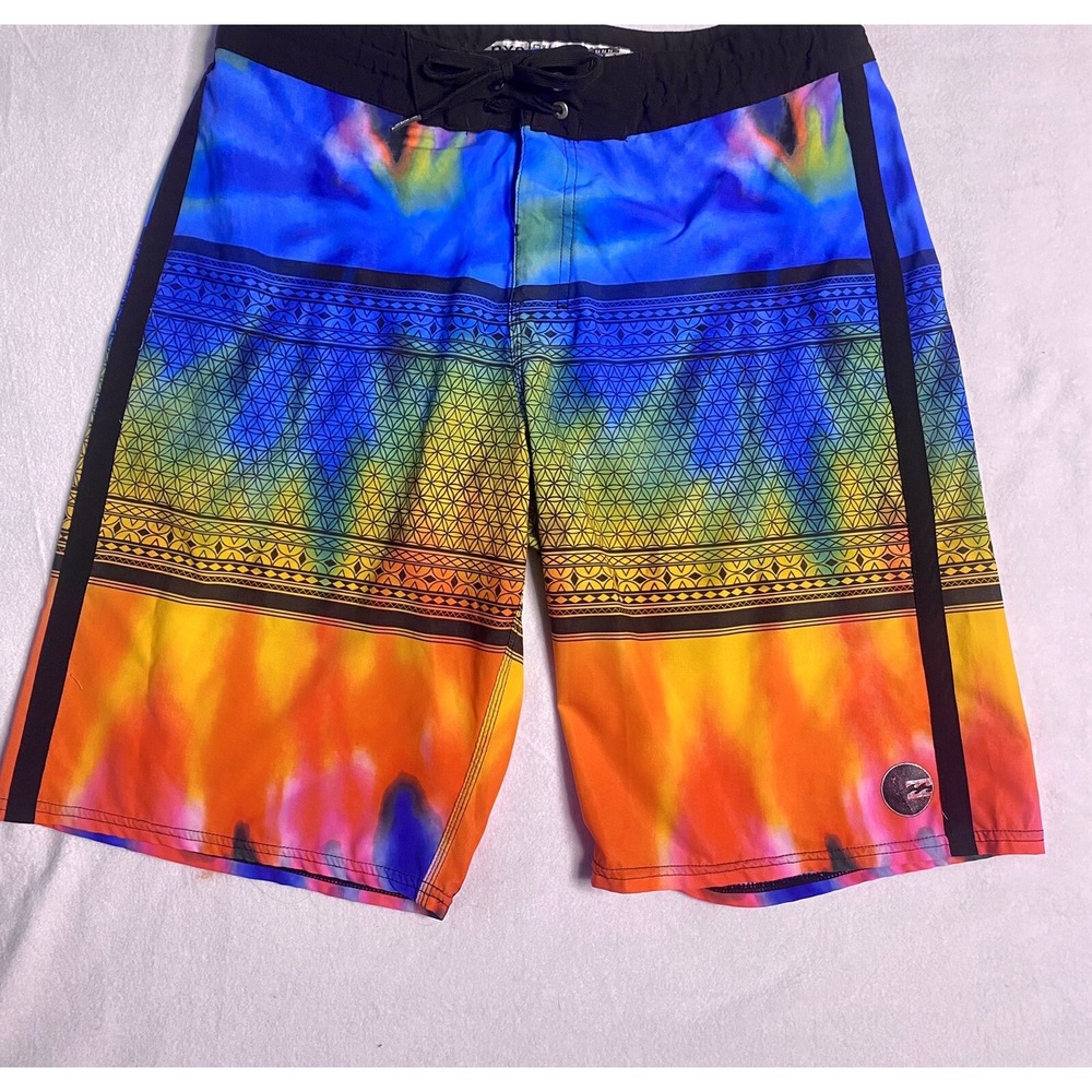 Billabong Mens Swim Shorts sz 32‎ Performance Stretch Fabric Tie Waist Front B